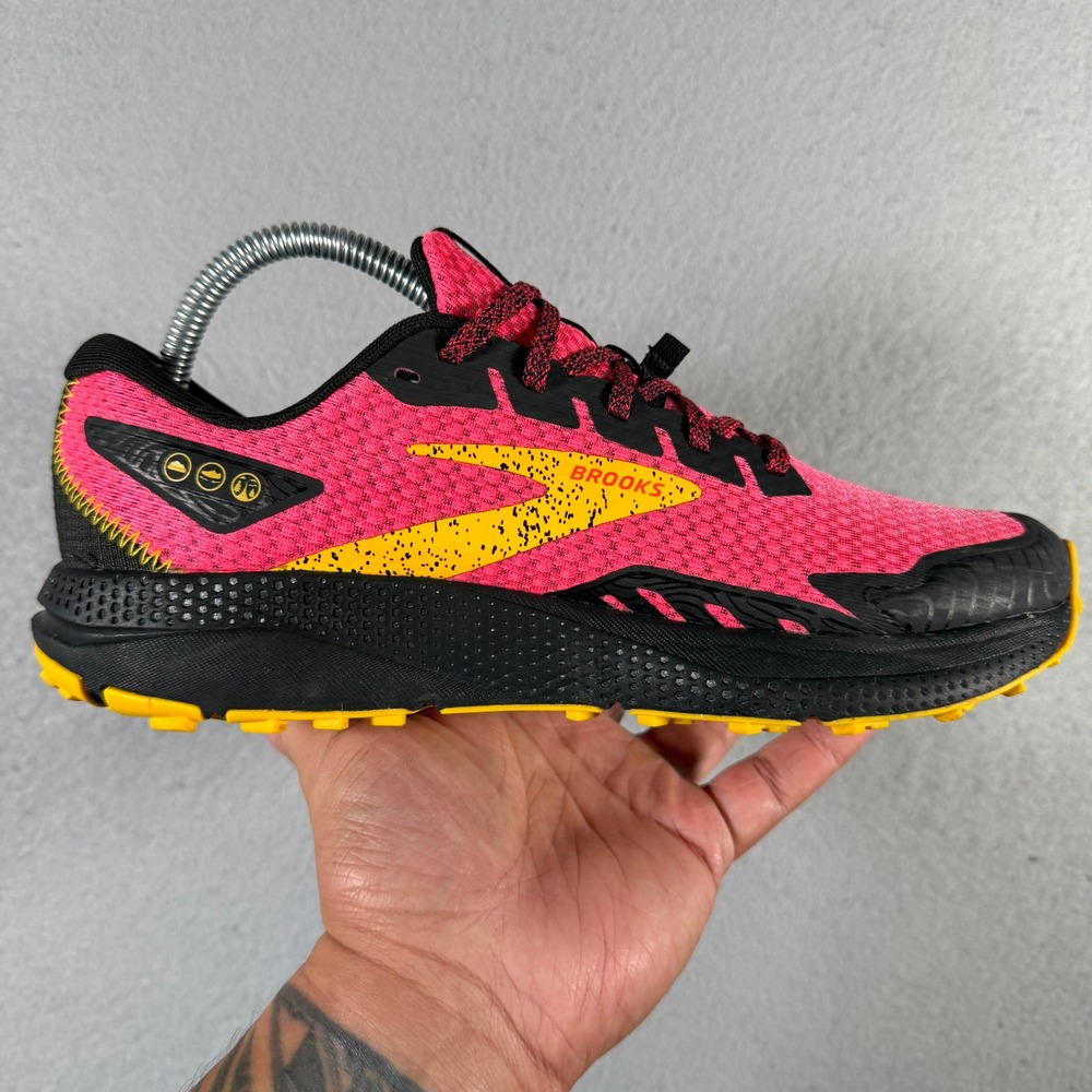 Brooks Divide 4 Trail Running Shoes Pink Yellow Black 1203941B609 Womens 9 - Picture 6 of 10